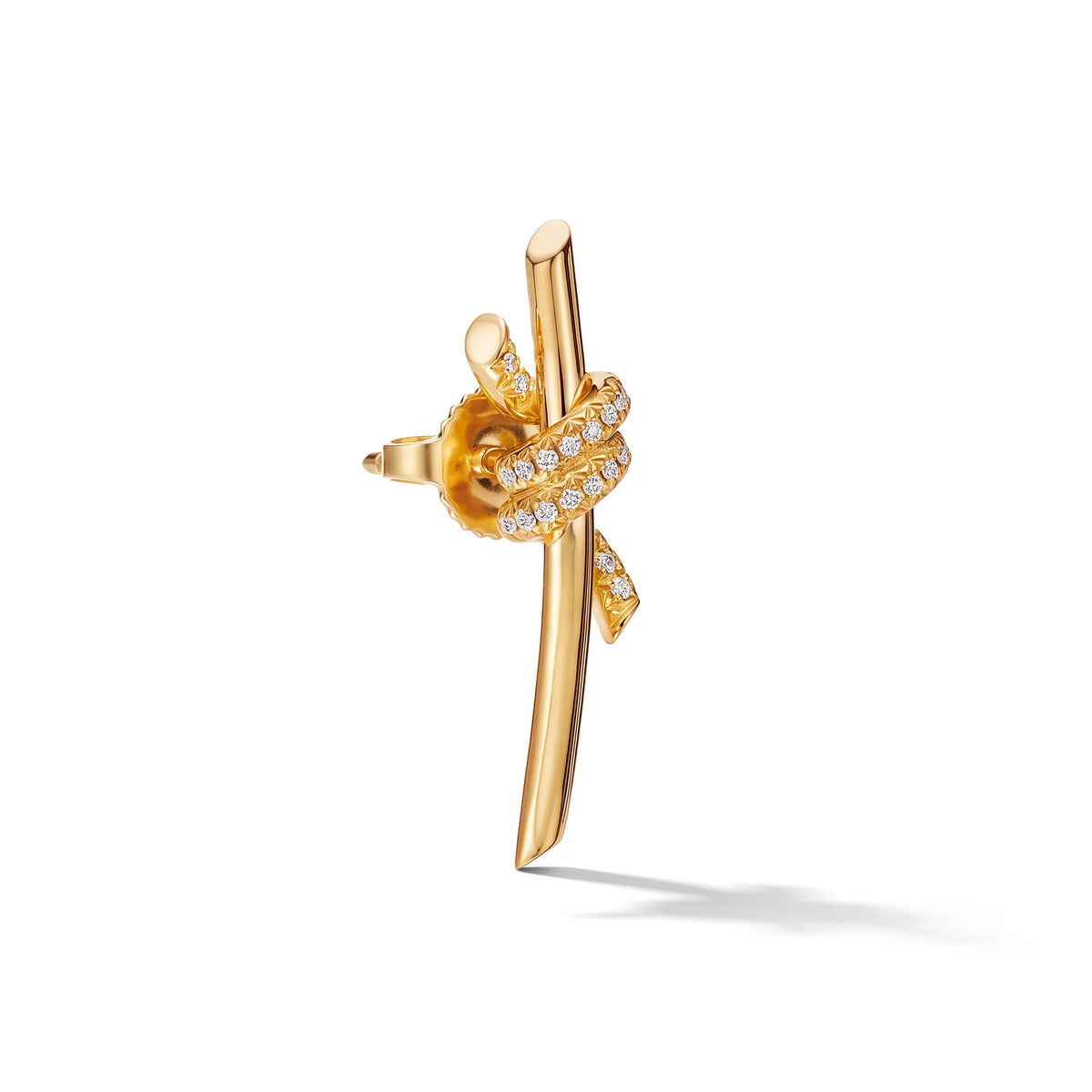 Knot Pavé Ribbon Climber Earrings