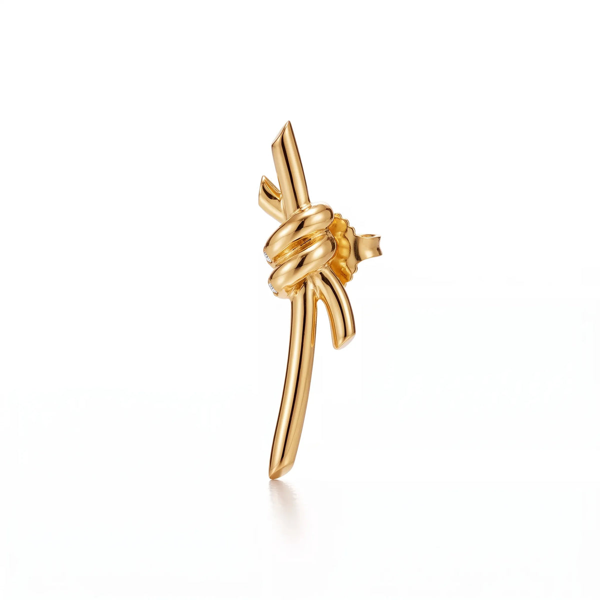 Knot Pavé Ribbon Climber Earrings