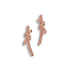 Knot Pavé Ribbon Climber Earrings