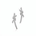Knot Pavé Ribbon Climber Earrings