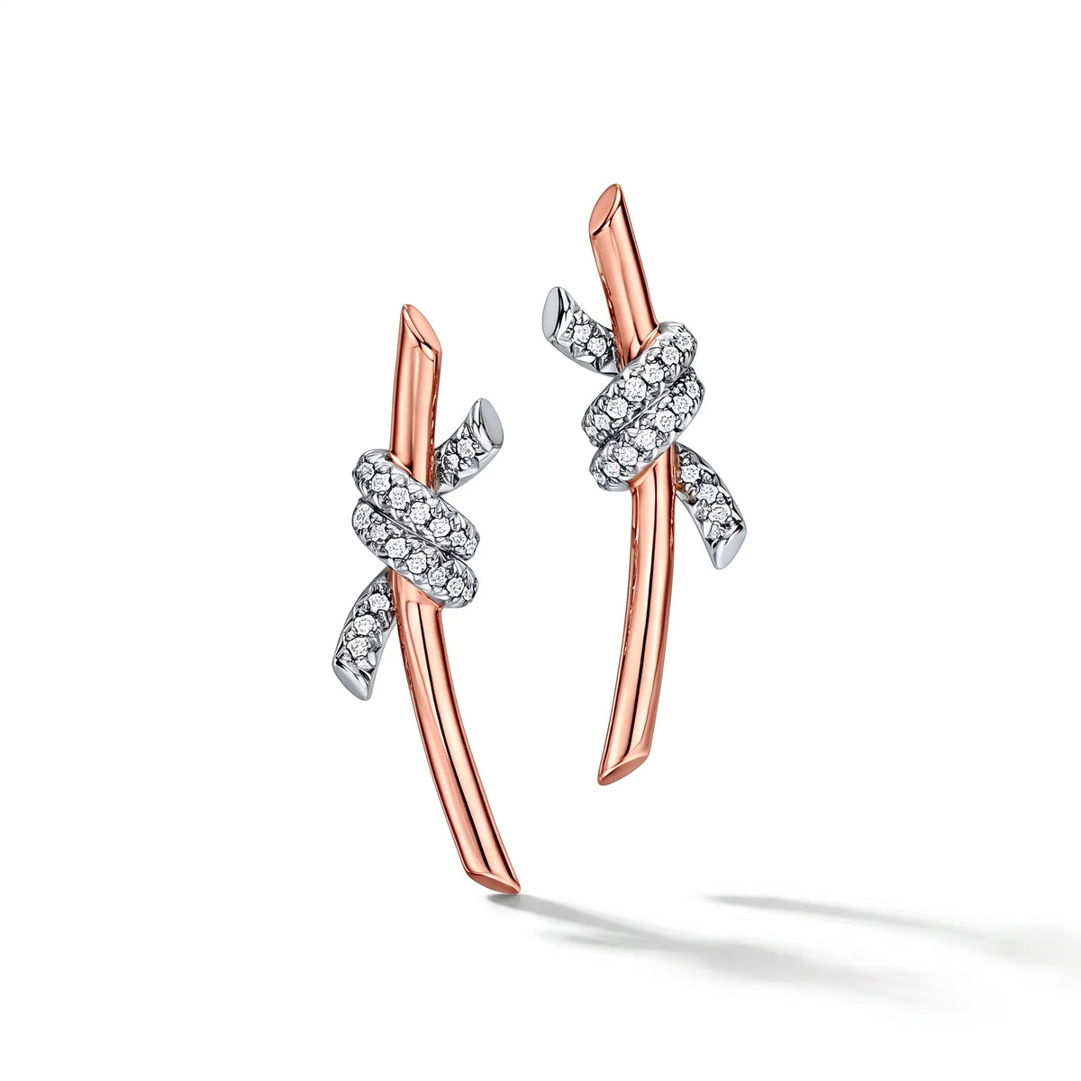 Knot Pavé Ribbon Climber Earrings