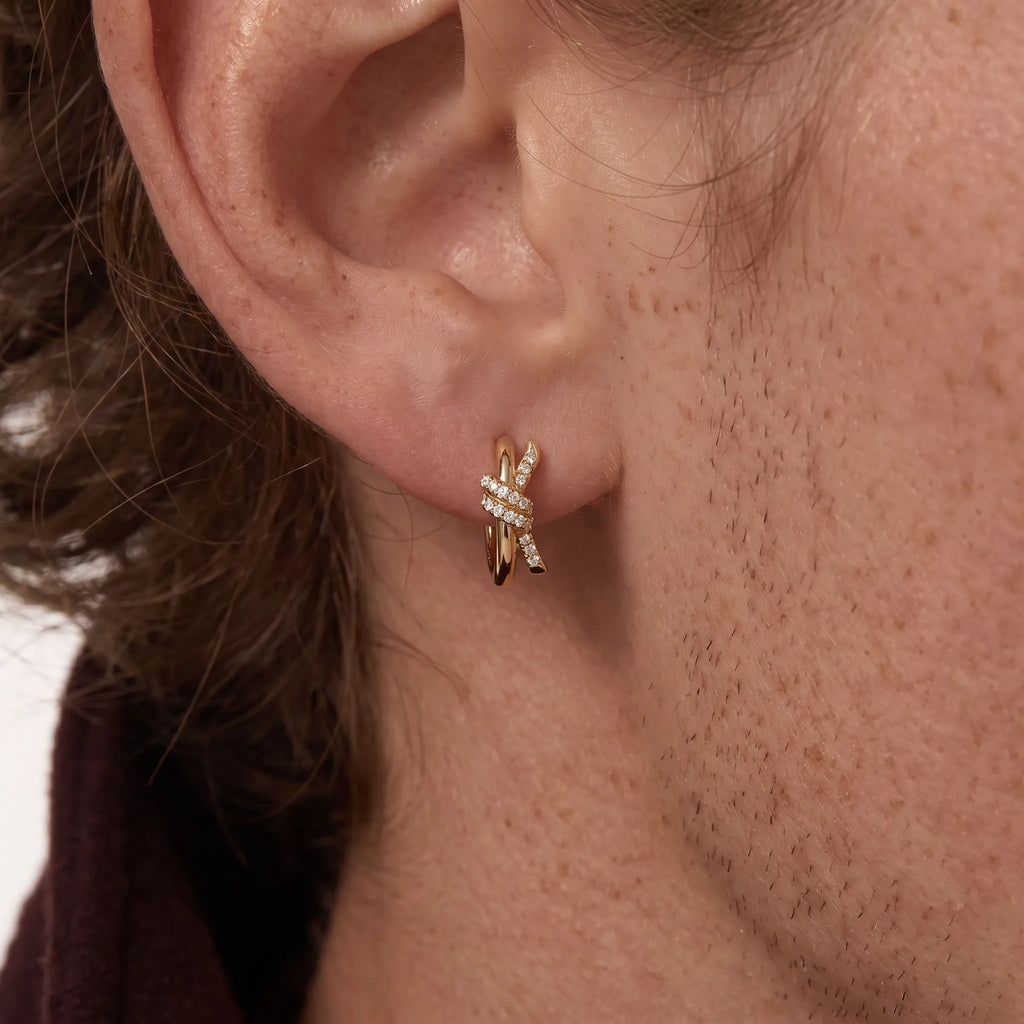 Knot Pavé Sculpted Hoop Earrings