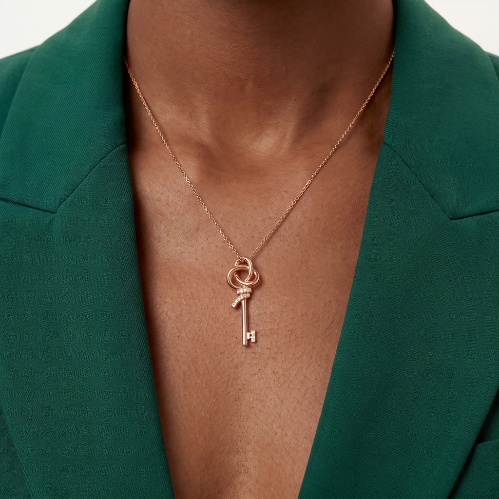 Knot Petite Key Charm Fine Chain Necklace
