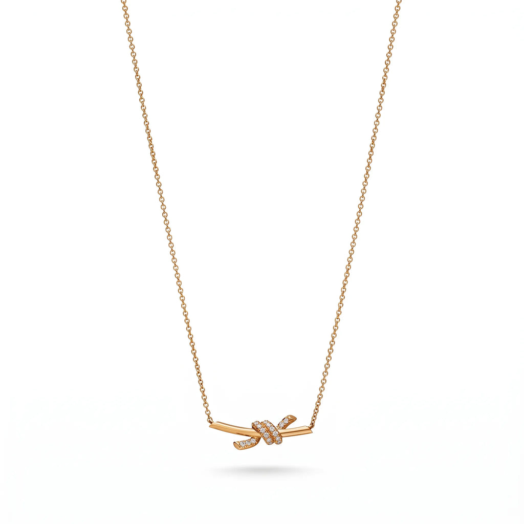 Knot Petite Pavé Fine Chain Pendant Necklace