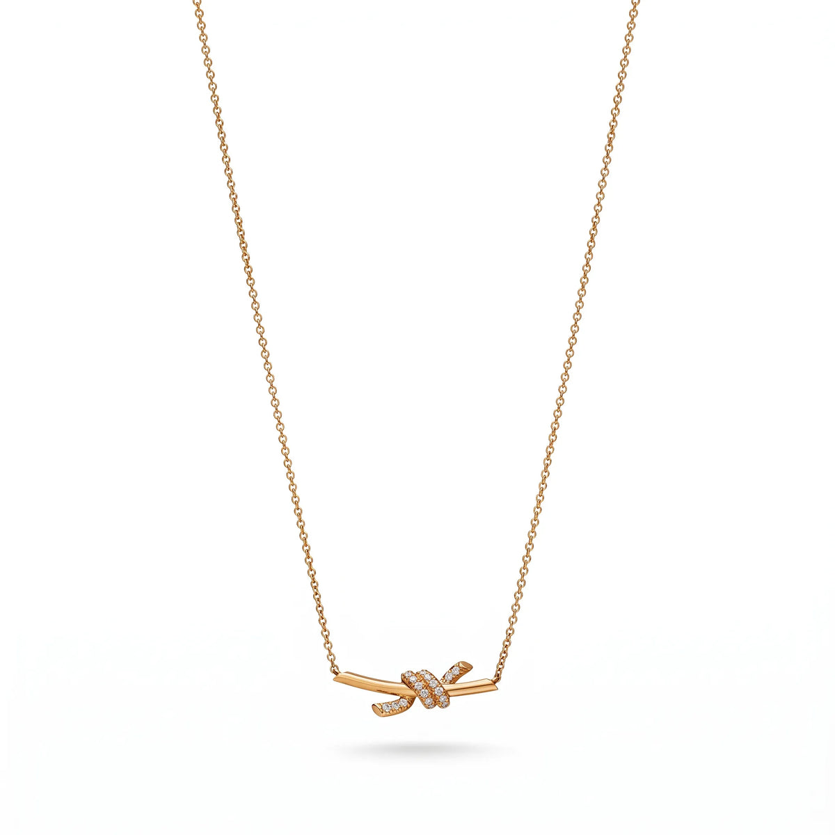 Knot Petite Pavé Fine Chain Pendant Necklace