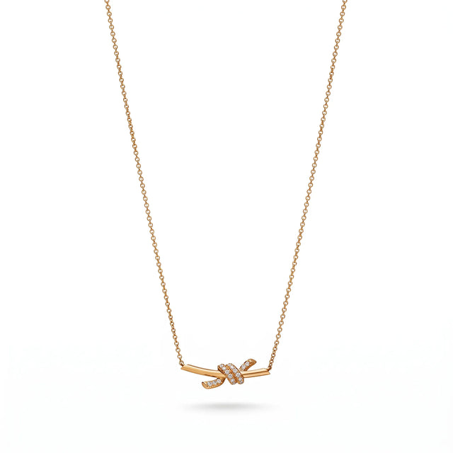 Knot Petite Pavé Fine Chain Pendant Necklace