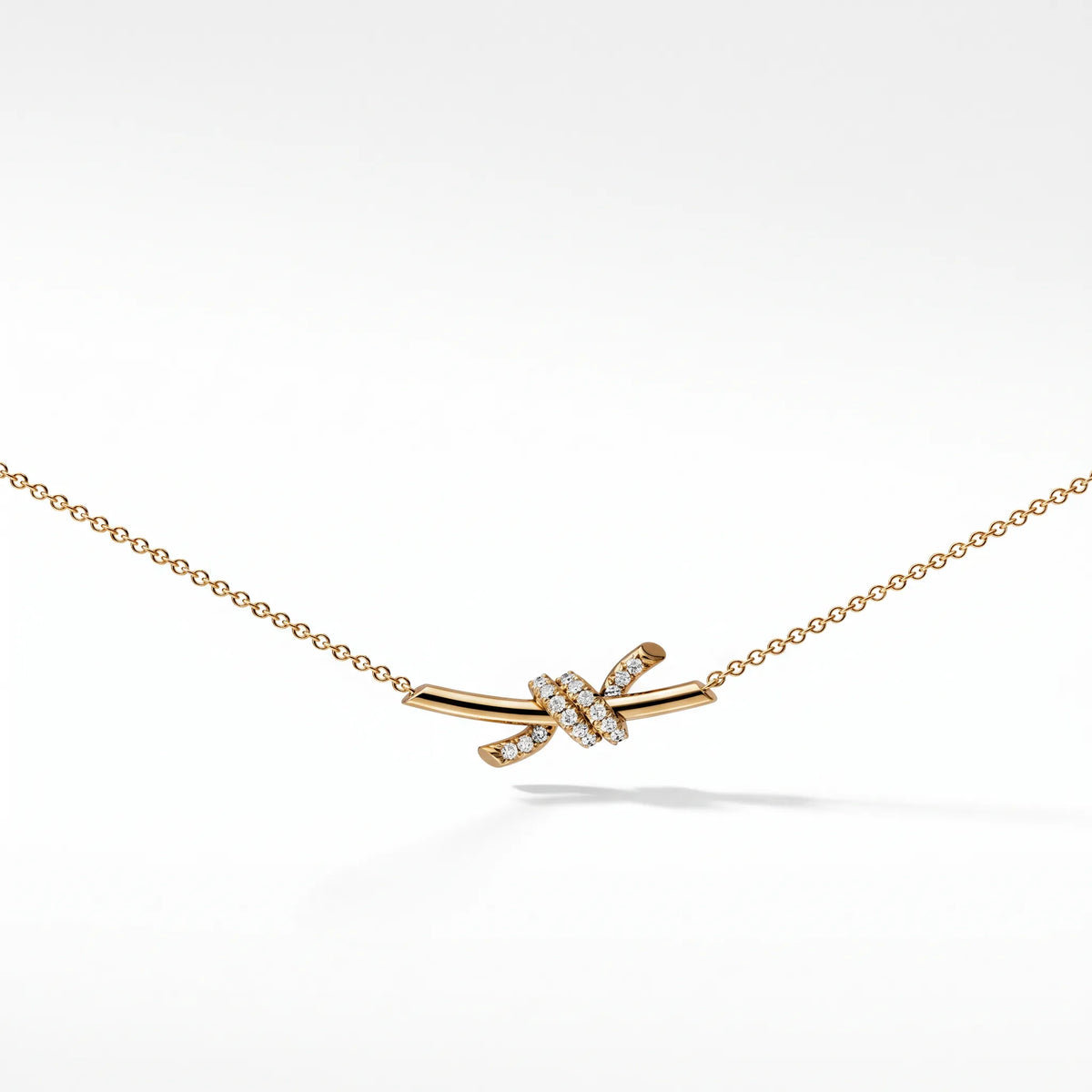 Knot Petite Pavé Fine Chain Pendant Necklace