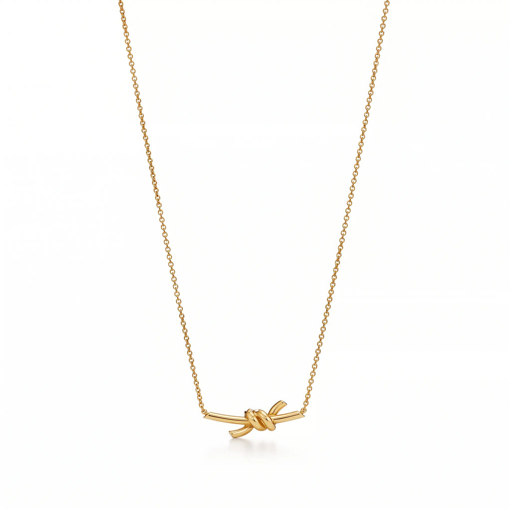 Knot Petite Pavé Fine Chain Pendant Necklace