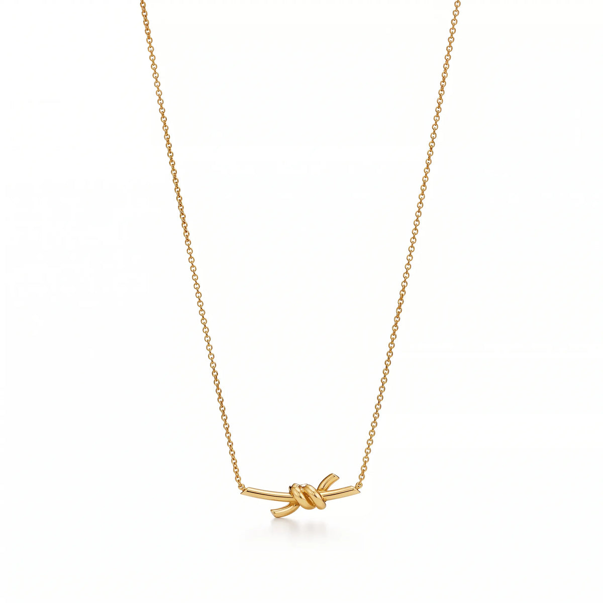 Knot Petite Pavé Fine Chain Pendant Necklace