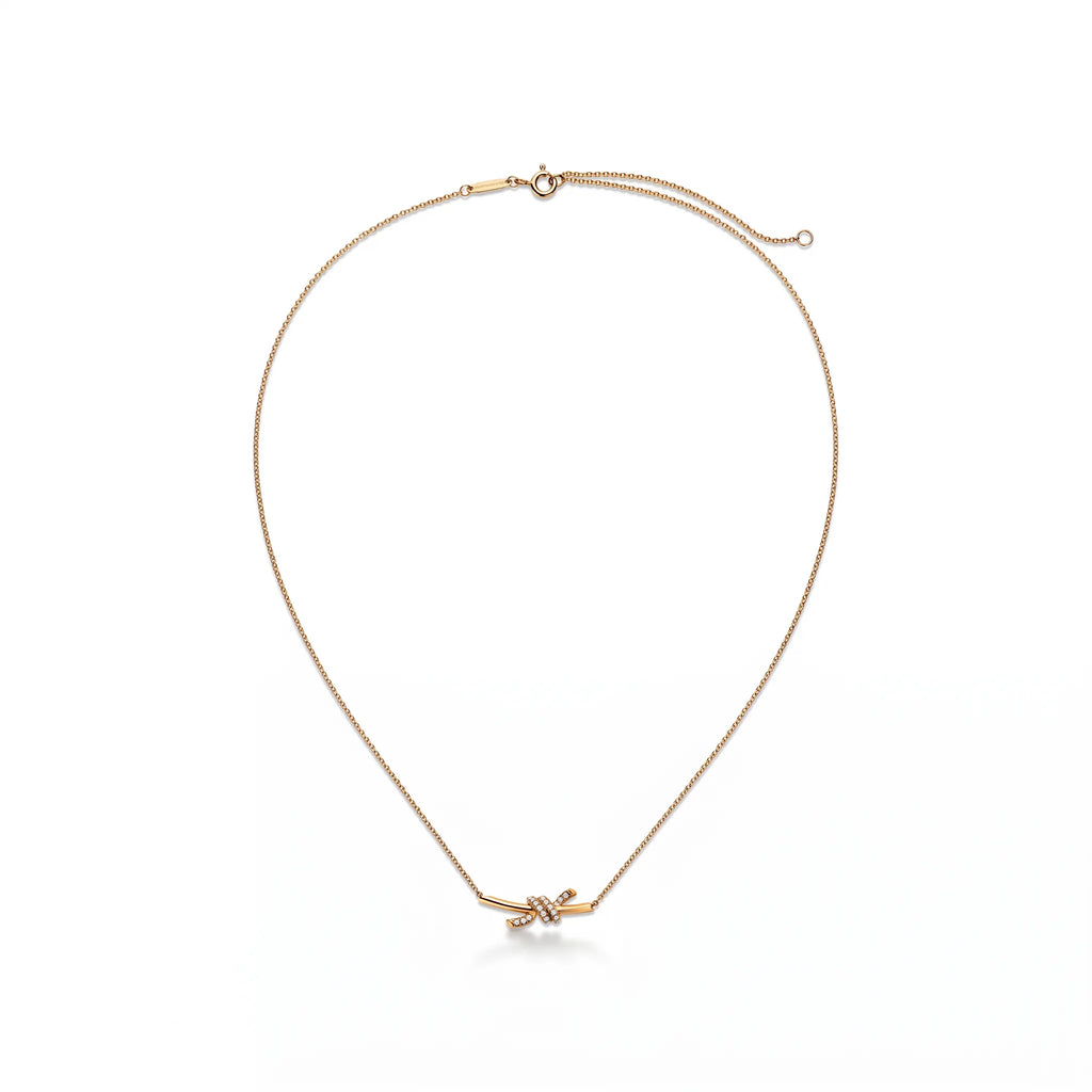 Knot Petite Pavé Fine Chain Pendant Necklace