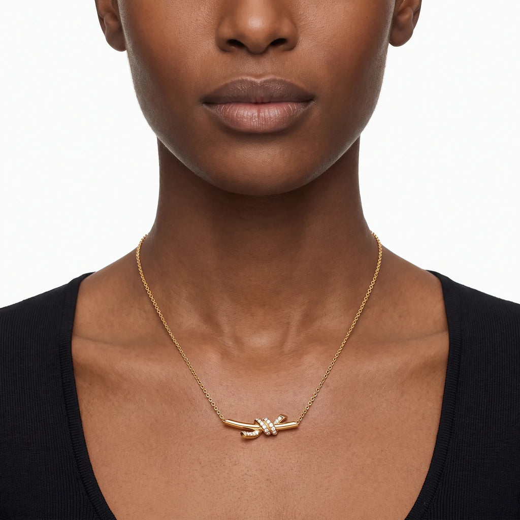 Knot Petite Pavé Fine Chain Pendant Necklace