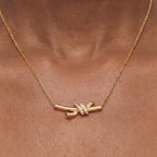 Knot Petite Pavé Fine Chain Pendant Necklace