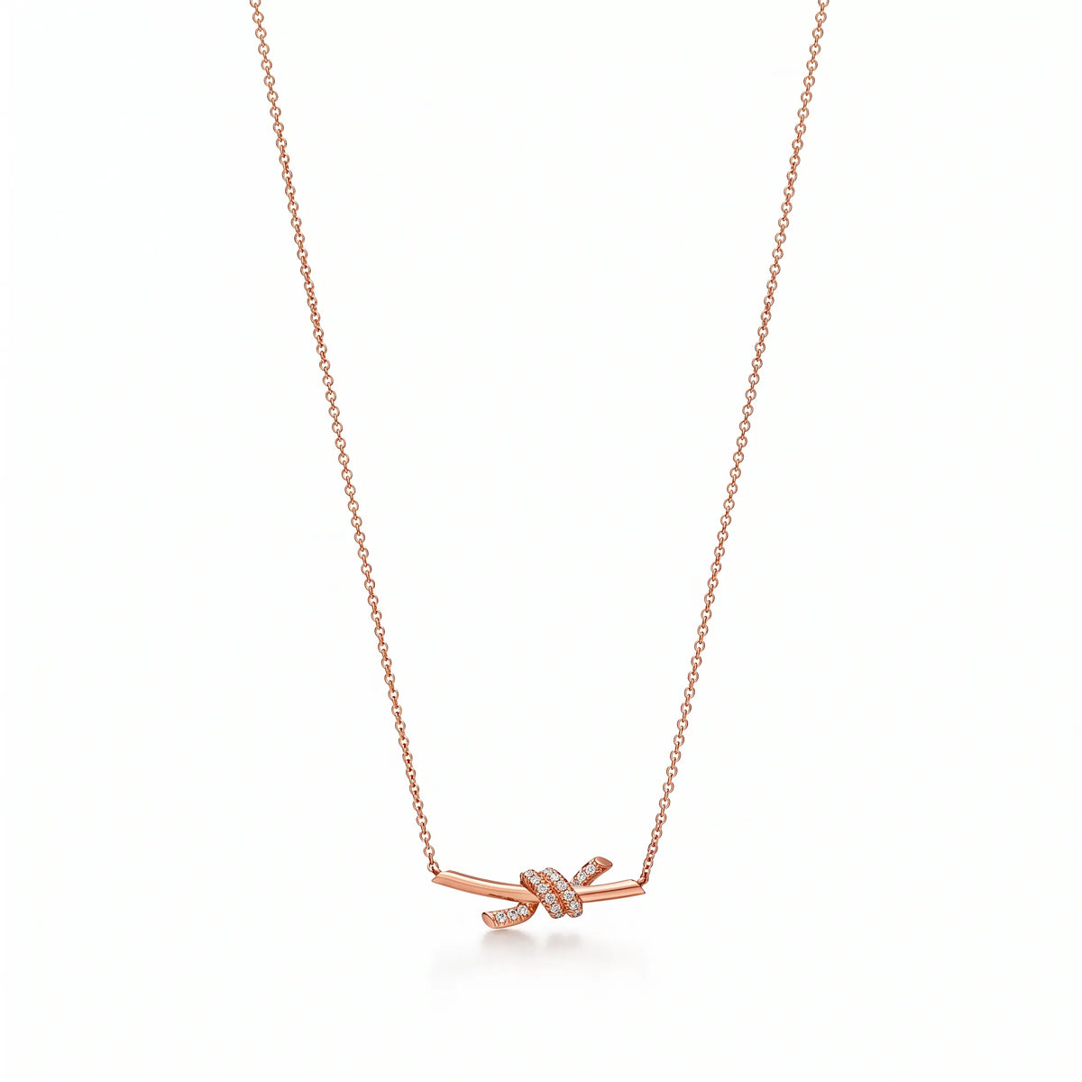 Knot Petite Pavé Fine Chain Pendant Necklace