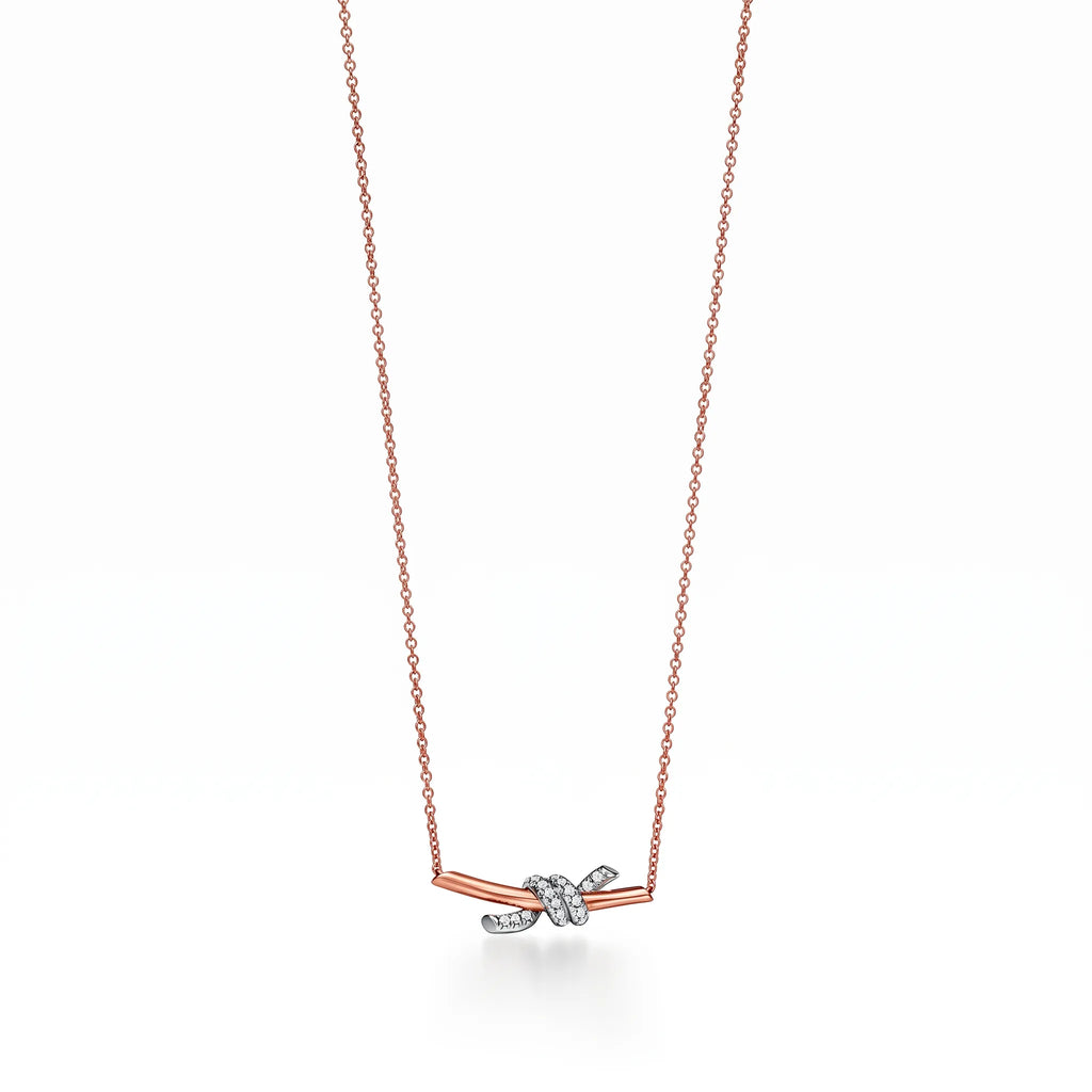 Knot Petite Pavé Fine Chain Pendant Necklace