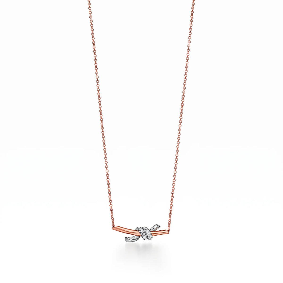 Knot Petite Pavé Fine Chain Pendant Necklace