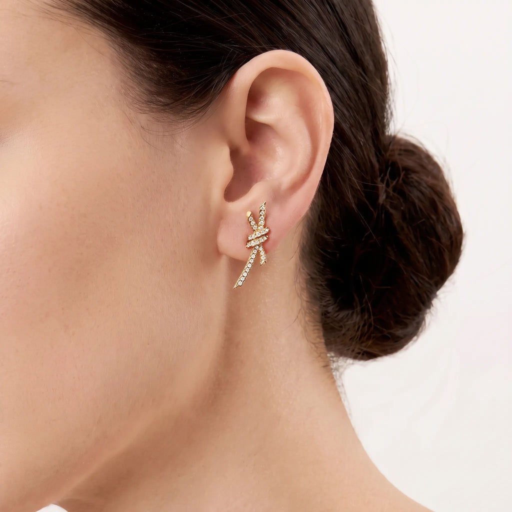 Knot Radiance Pavé Long Drop Earrings