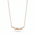 Knot Radiant Pavé Crossed Bar Pendant Necklace