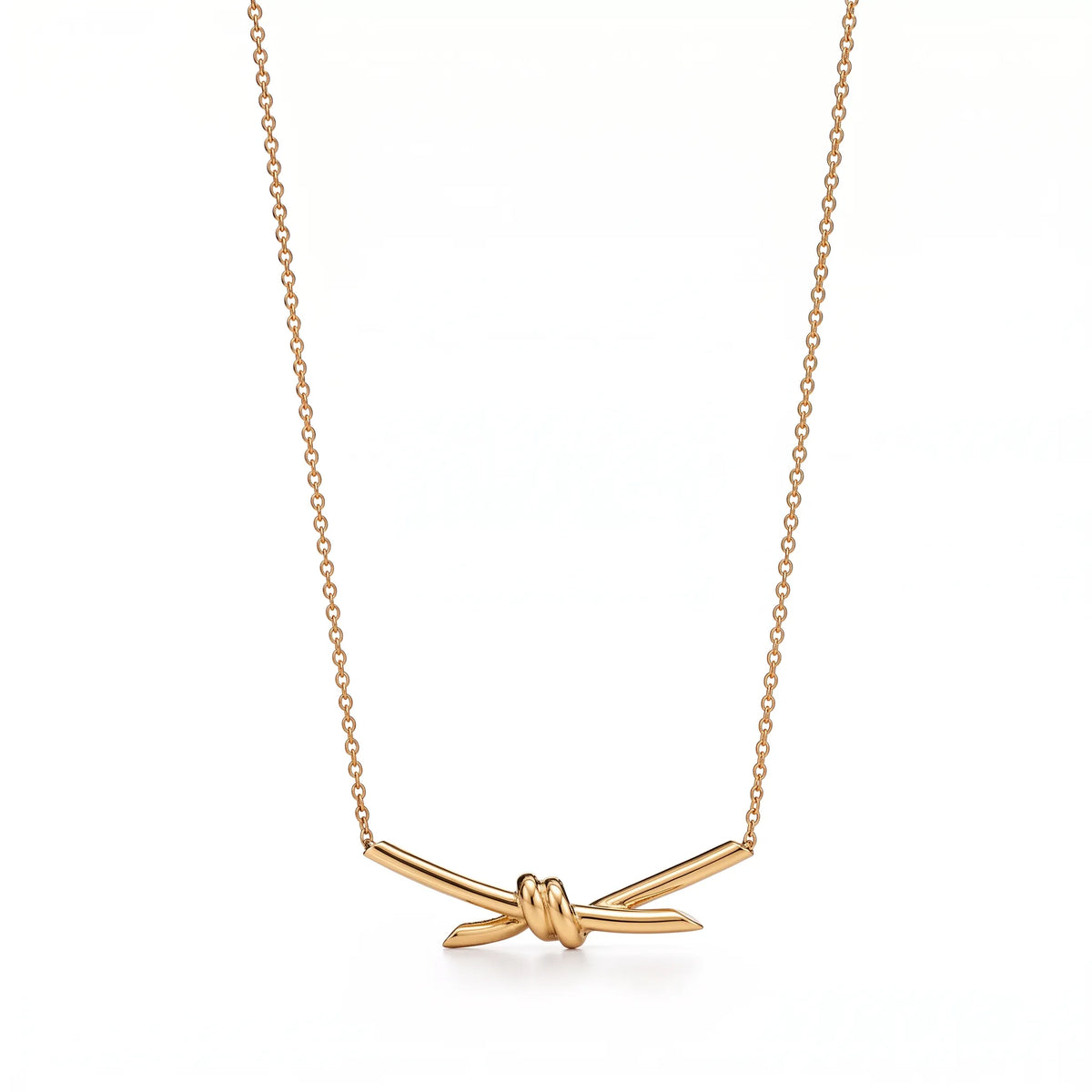 Knot Radiant Pavé Crossed Bar Pendant Necklace