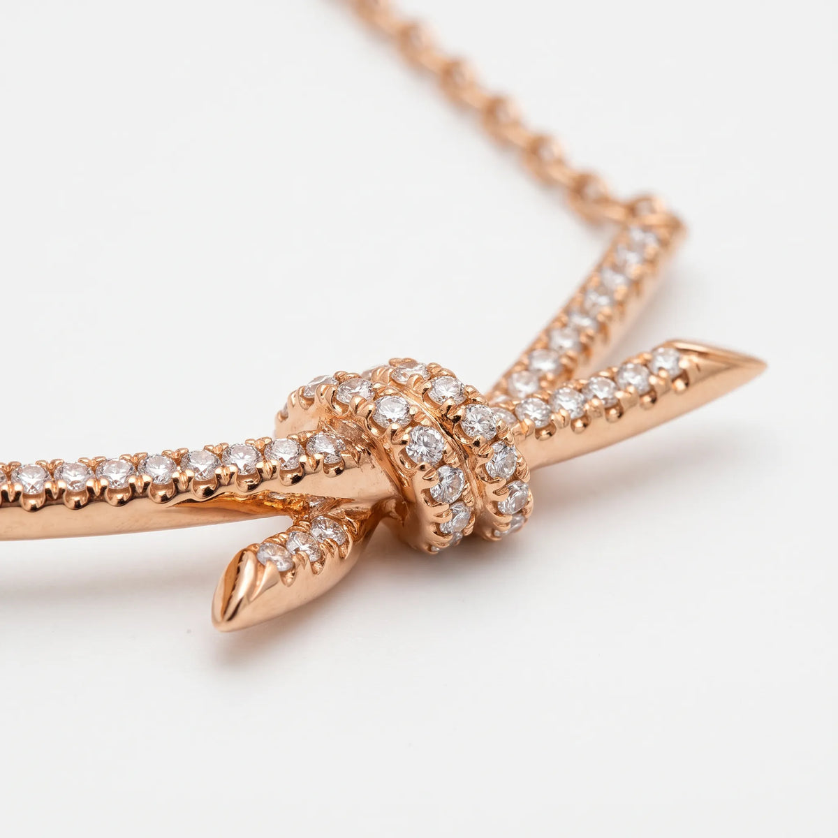 Knot Radiant Pavé Crossed Bar Pendant Necklace
