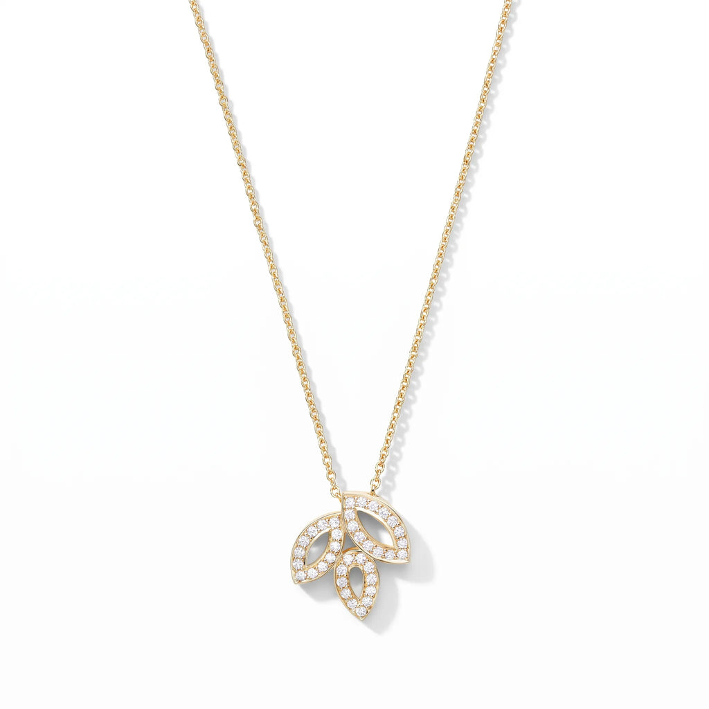 Lily Cluster Three Petal Pendant Necklace