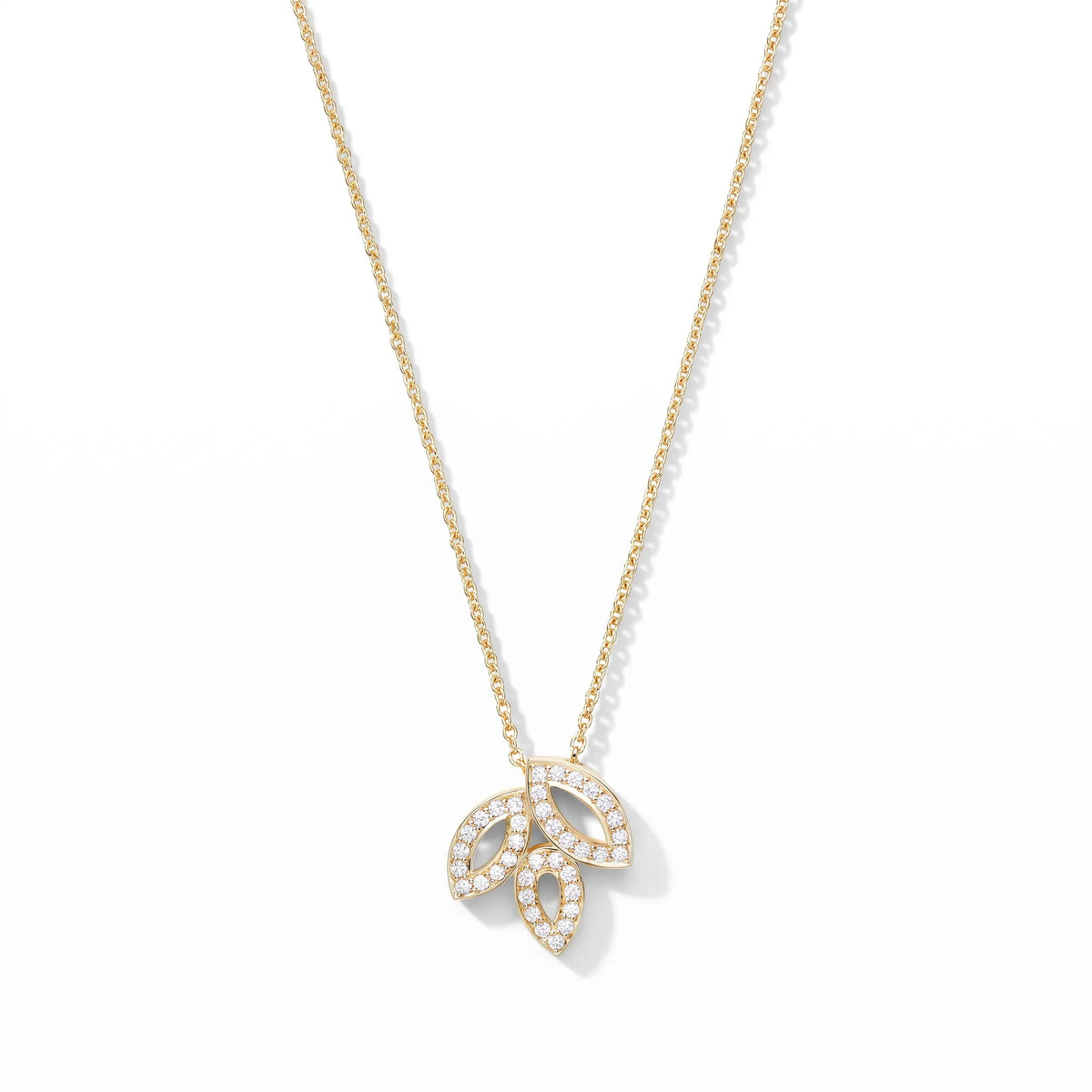 Lily Cluster Three Petal Pendant Necklace