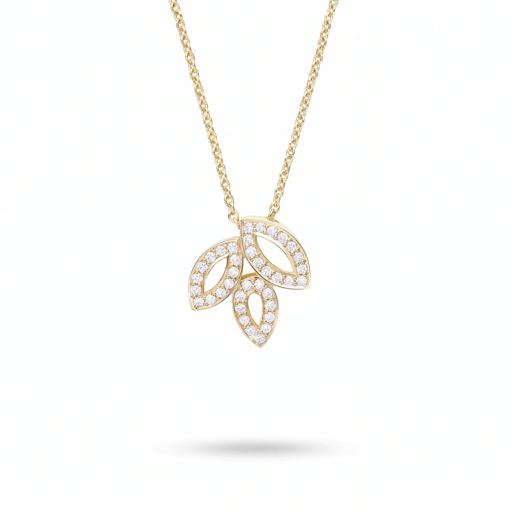 Lily Cluster Three Petal Pendant Necklace