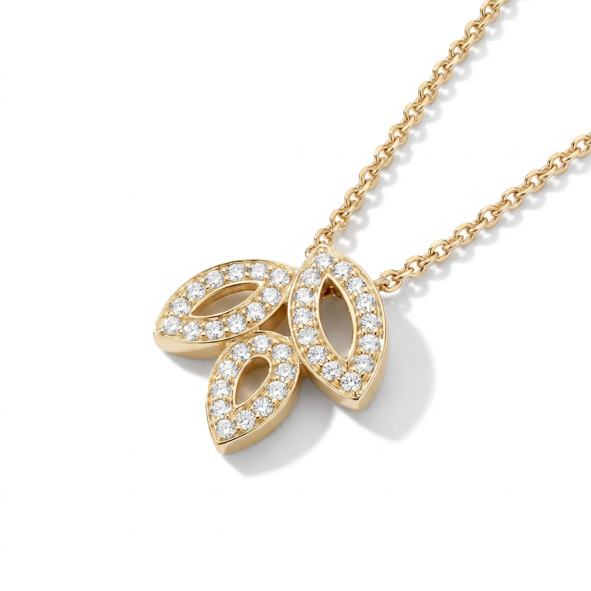 Lily Cluster Three Petal Pendant Necklace