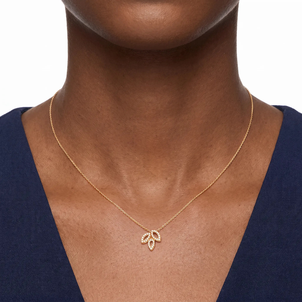 Lily Cluster Three Petal Pendant Necklace