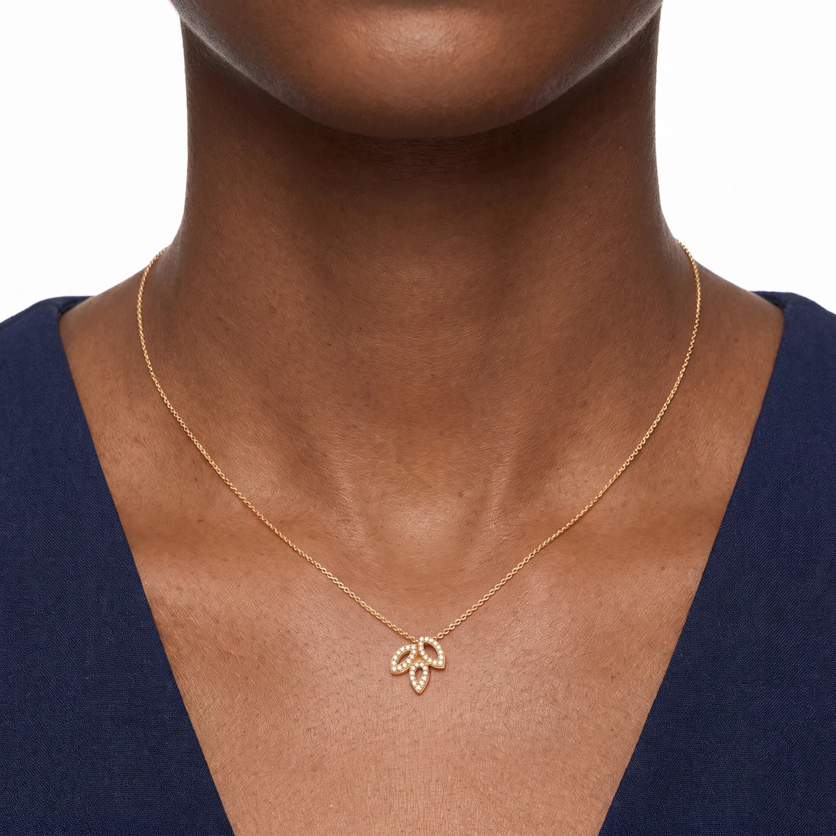 Lily Cluster Three Petal Pendant Necklace