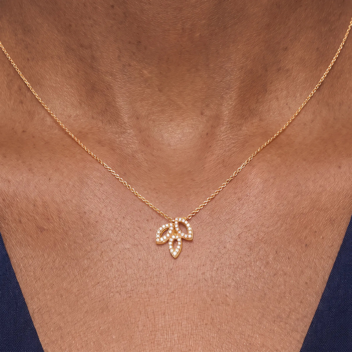 Lily Cluster Three Petal Pendant Necklace