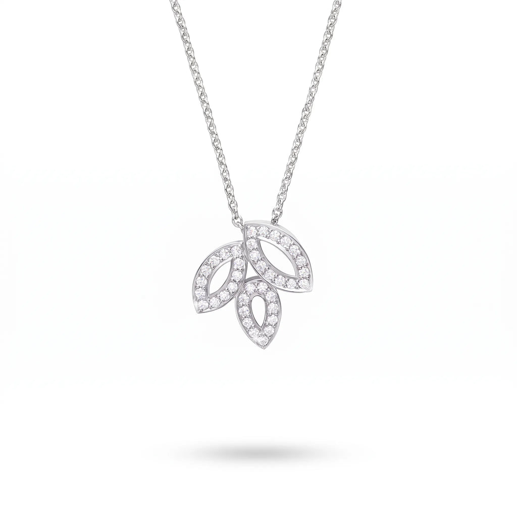 Lily Cluster Three Petal Pendant Necklace