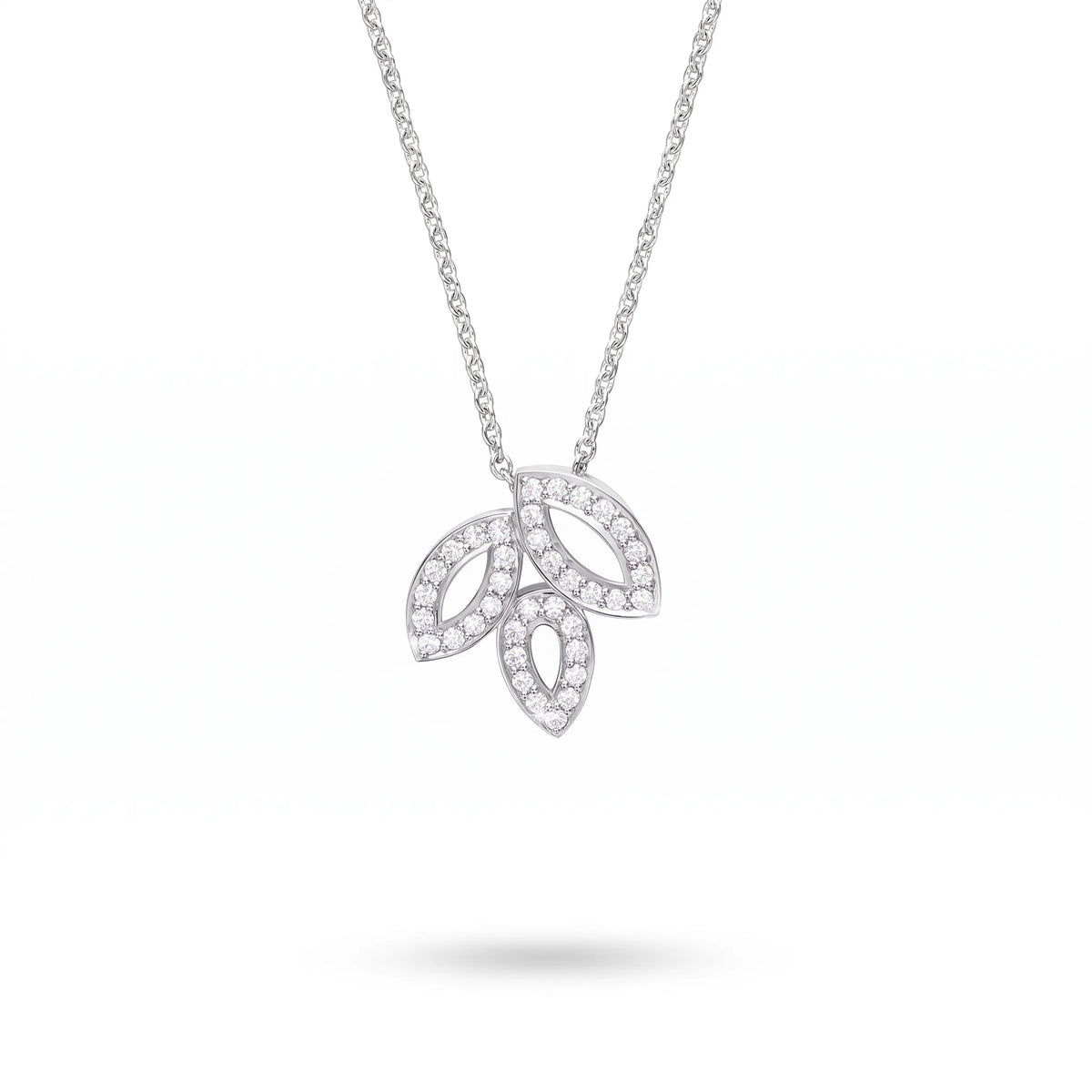 Lily Cluster Three Petal Pendant Necklace