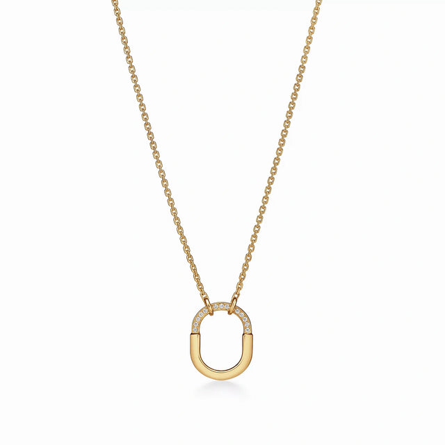 Lock Halo Pavé Padlock Pendant Necklace