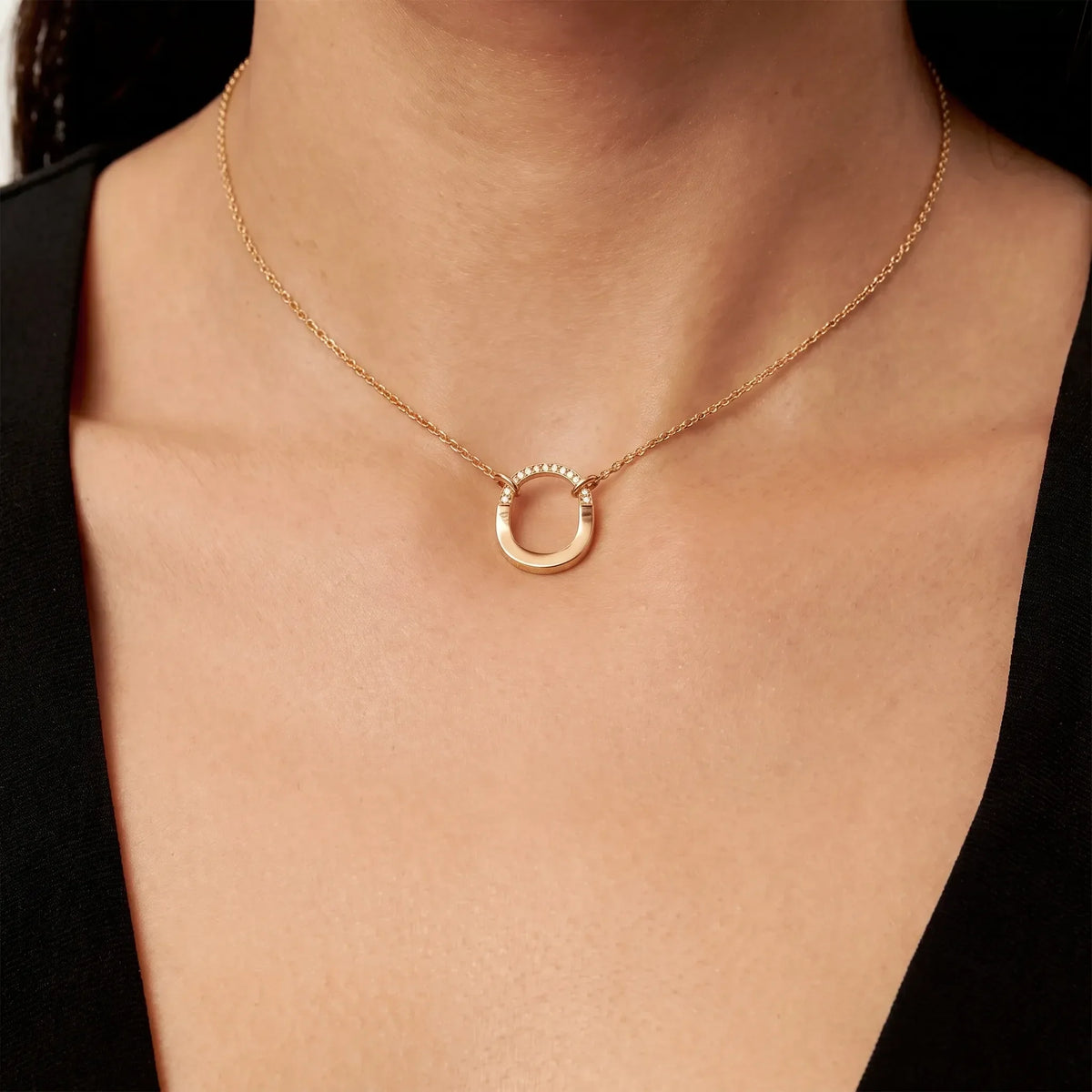 Lock Halo Pavé Padlock Pendant Necklace