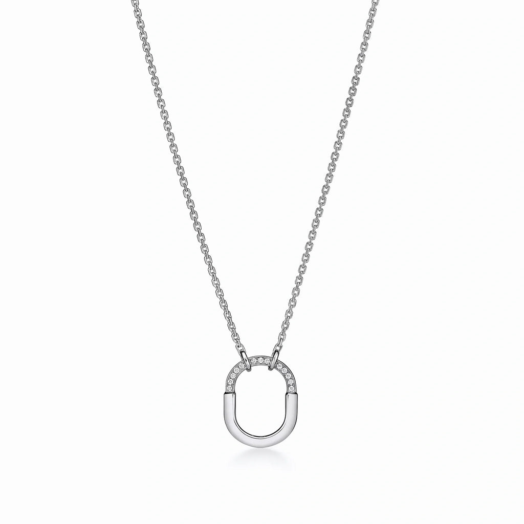 Lock Halo Pavé Padlock Pendant Necklace