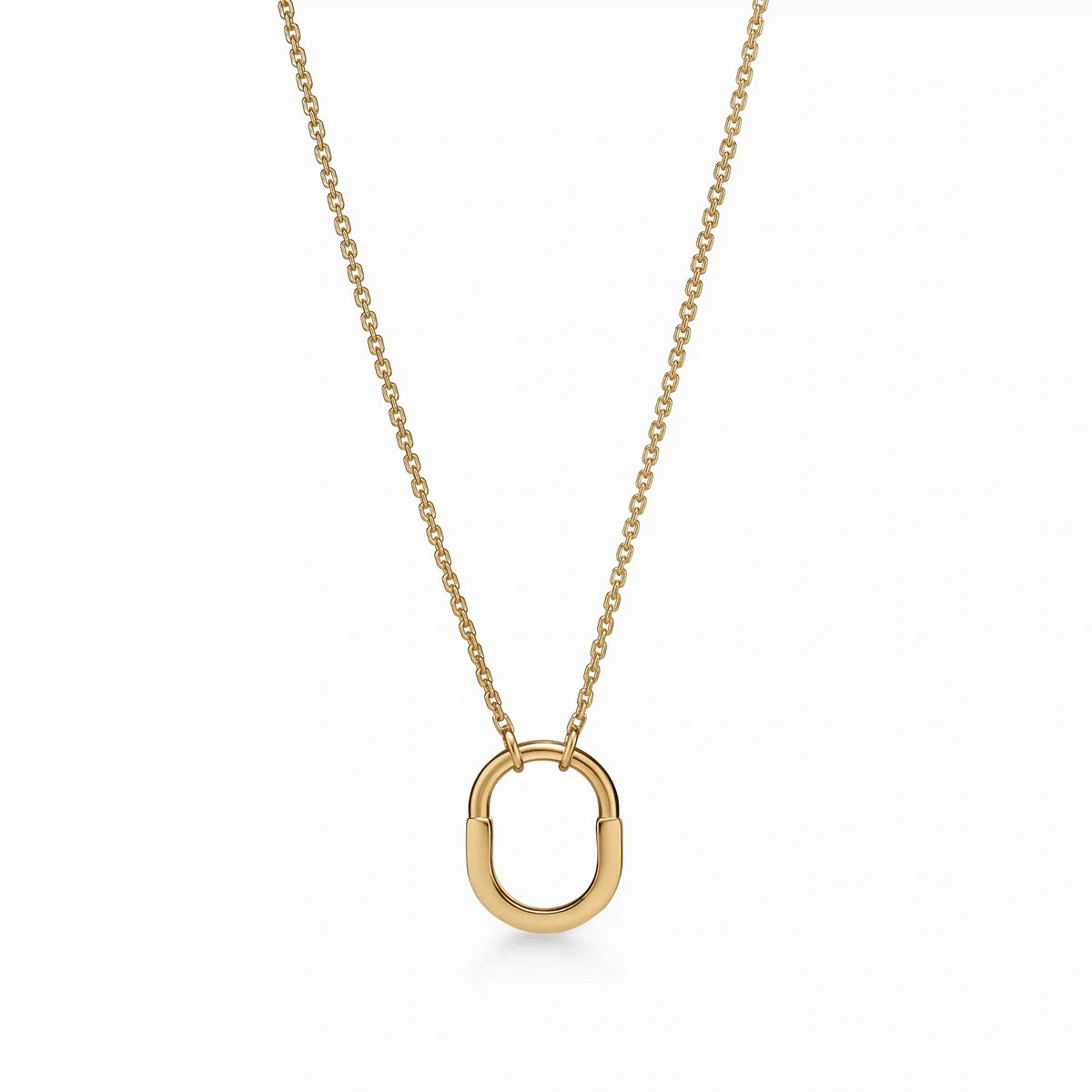 Lock Halo Rounded Charm Pendant Necklace