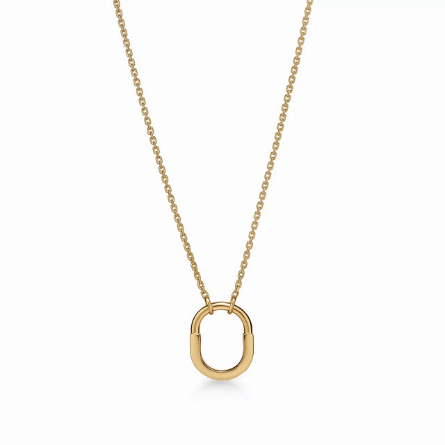 Lock Halo Rounded Charm Pendant Necklace