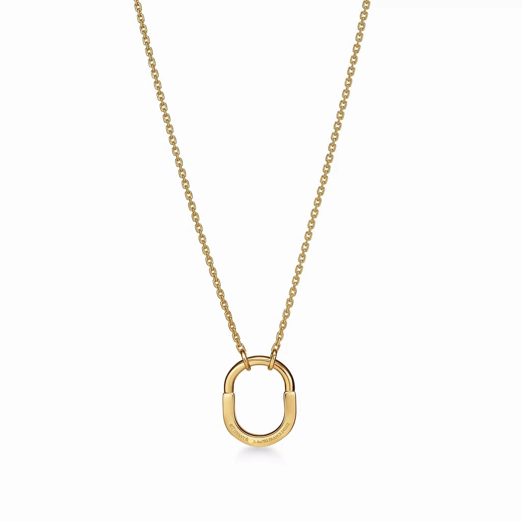 Lock Halo Rounded Charm Pendant Necklace