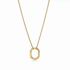 Lock Halo Rounded Charm Pendant Necklace