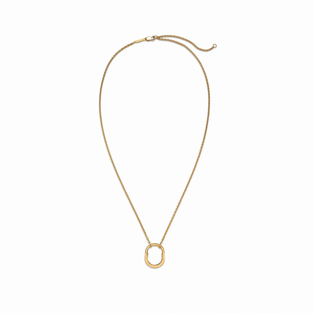 Lock Halo Rounded Charm Pendant Necklace