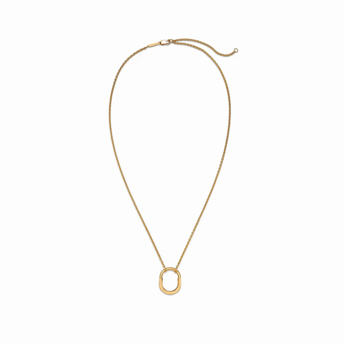 Lock Halo Rounded Charm Pendant Necklace