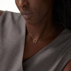 Lock Halo Rounded Charm Pendant Necklace