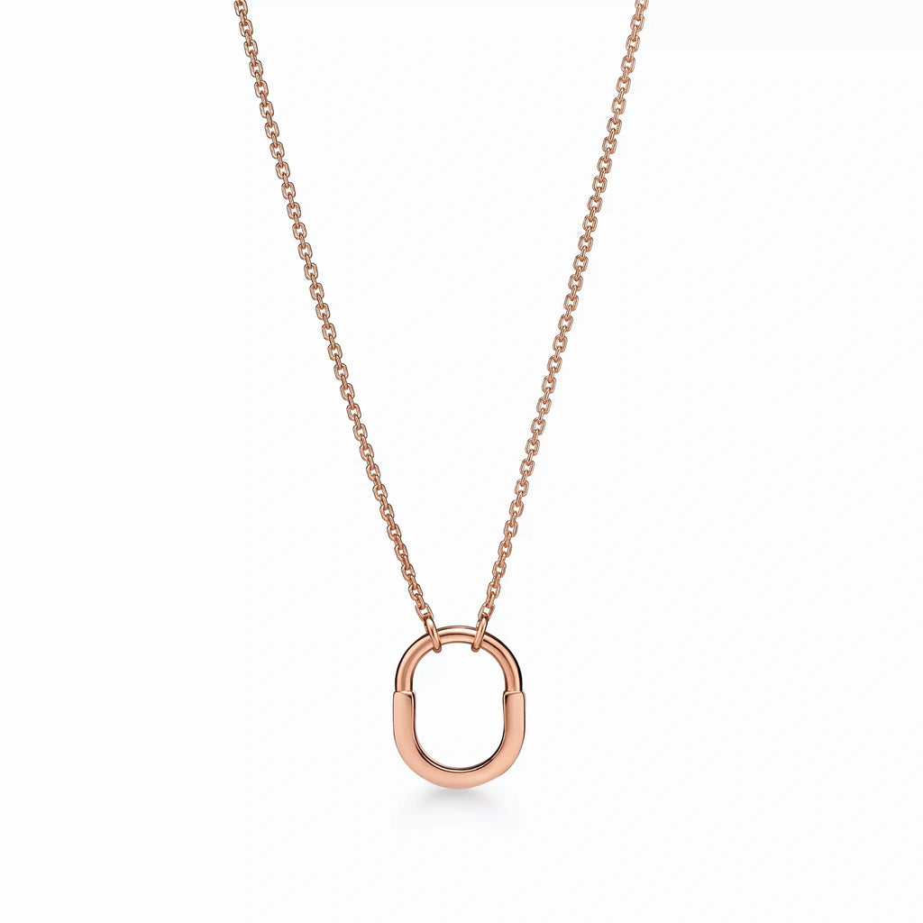 Lock Halo Rounded Charm Pendant Necklace