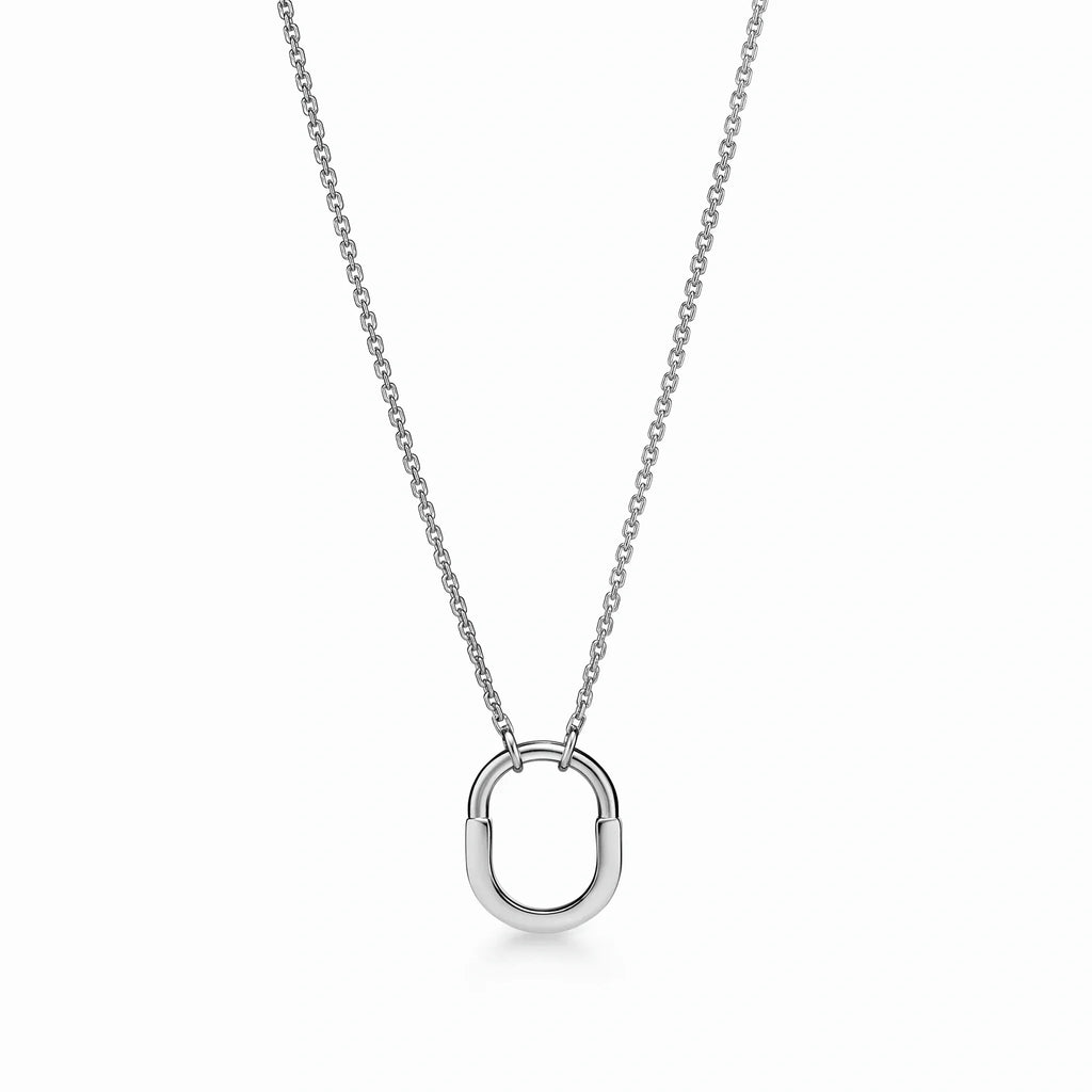 Lock Halo Rounded Charm Pendant Necklace