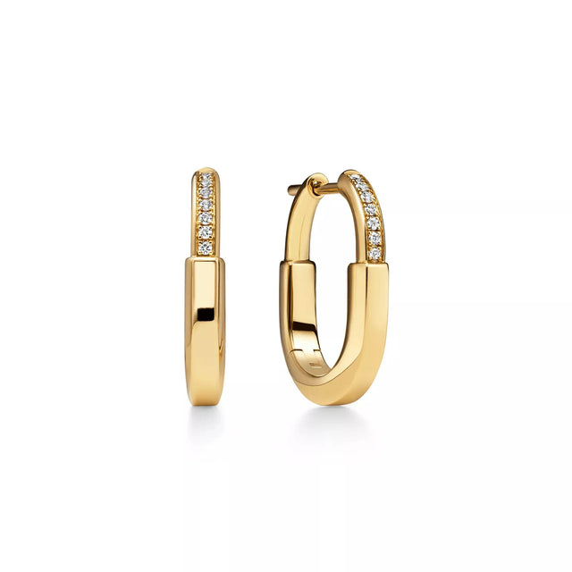 Lock Pavé Elongated Hoop Earrings
