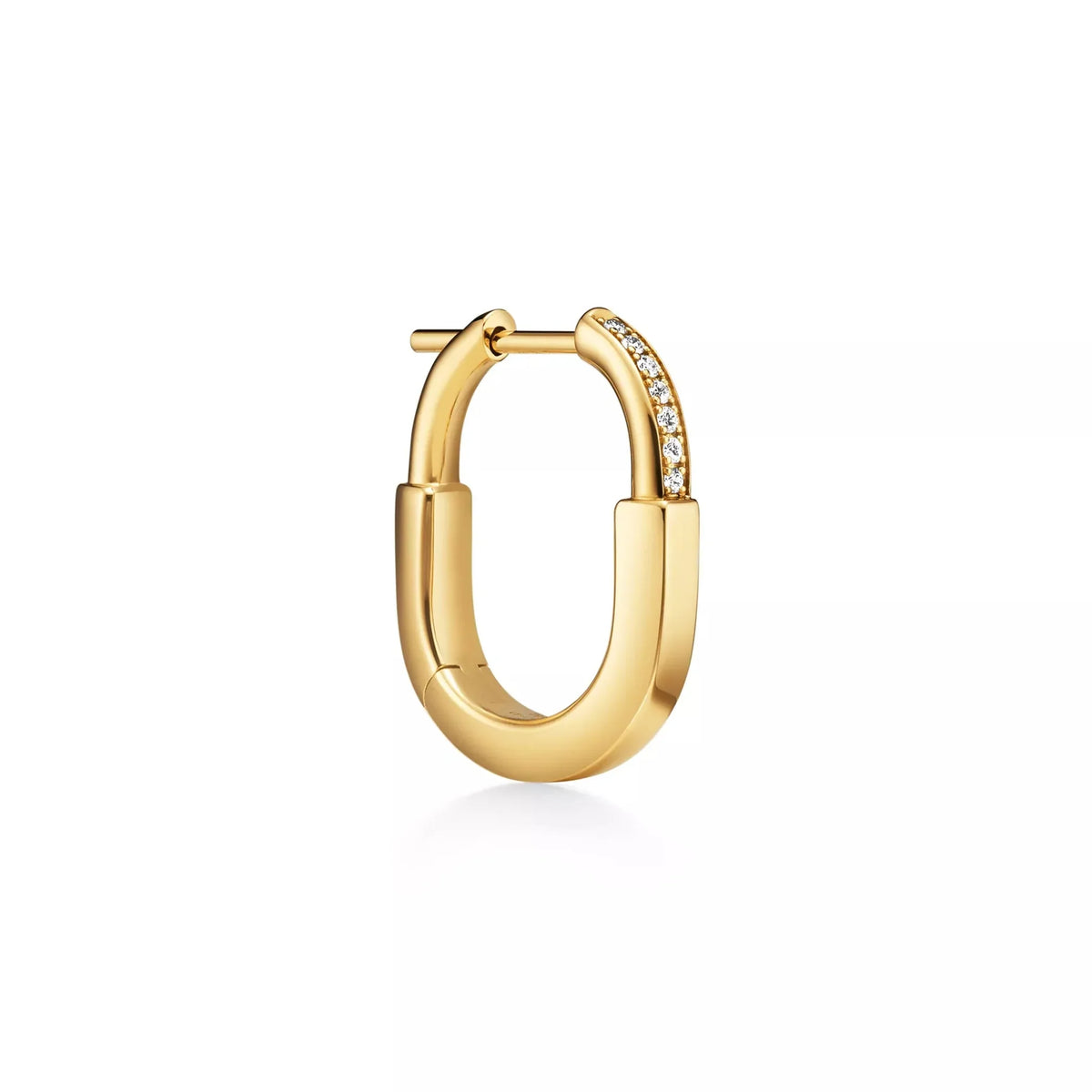 Lock Pavé Elongated Hoop Earrings