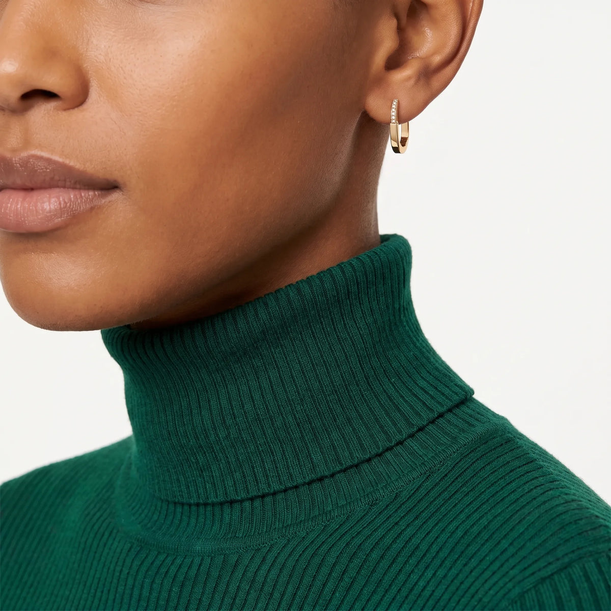 Lock Pavé Elongated Hoop Earrings