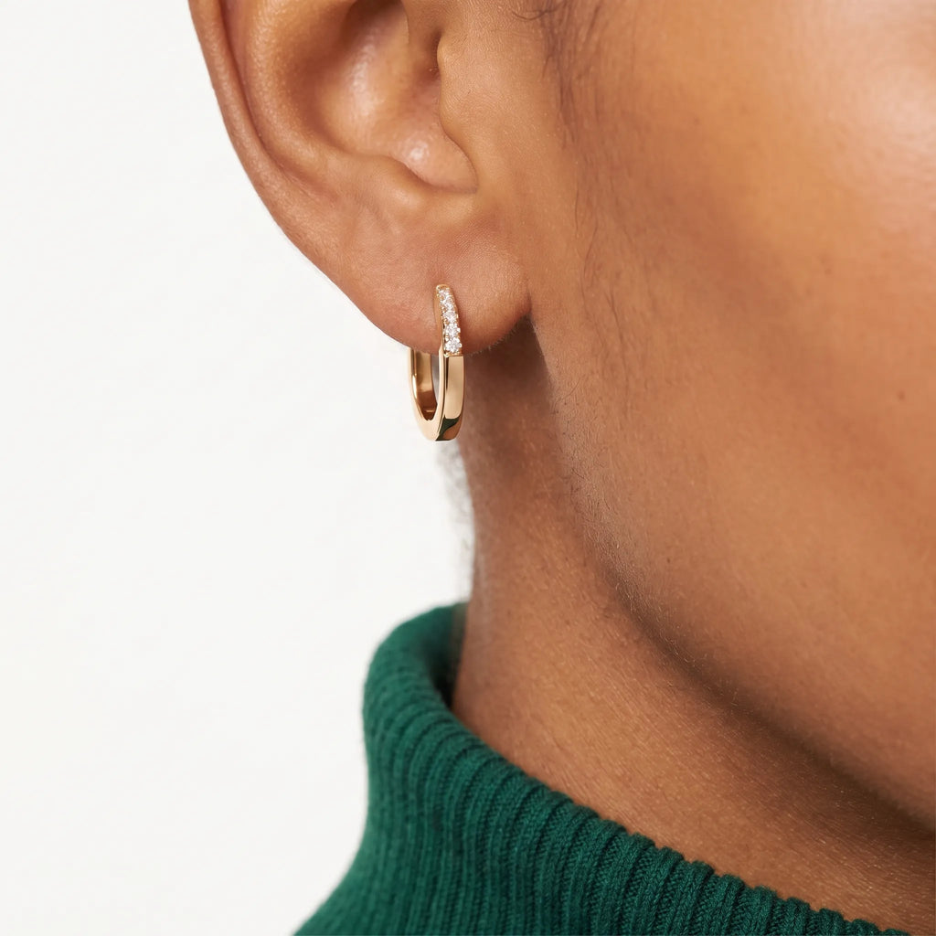 Lock Pavé Elongated Hoop Earrings