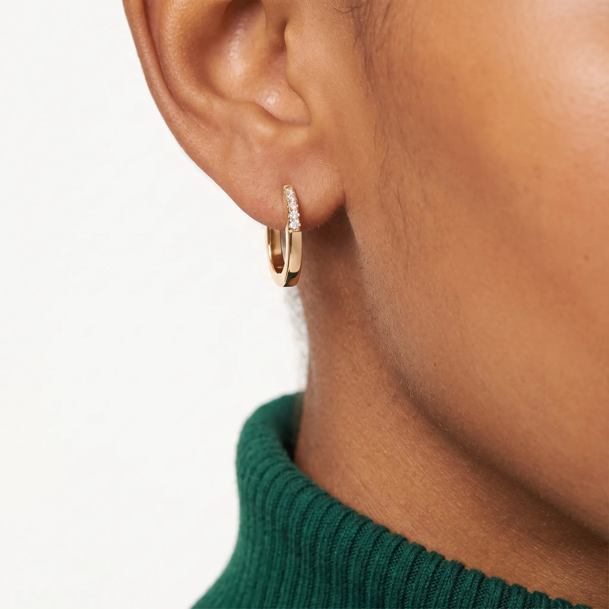 Lock Pavé Elongated Hoop Earrings