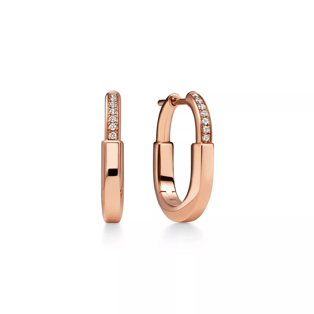 Lock Pavé Elongated Hoop Earrings
